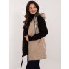 Khaki-bézs női kifordítható mellény zsebekkel