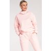 Világos rózsaszín női pamut pulóver kapucnival