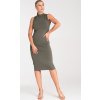 Olíva színű testhezálló viszkóz ujjatlan ruha