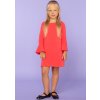 Korallszínű anya és lánya ruha díszes fodrokkal az ujján (Rozmiar 116)