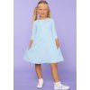 Világoskék anya és lánya alkalmi ruha lányoknak fodros ujjakkal (Rozmiar 116)