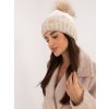 Krémszínű női téli sapka pomponnal