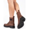 Barna fűzős bőr női Sergio Leone platformos bokacsizma barna