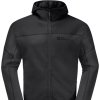 Fekete férfi polár dzseki Jack Wolfskin Hirschberg Hooded FZ M