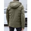 Férfi khaki téli kabát levehető kapucnival