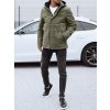 Férfi khaki téli kabát levehető kapucnival