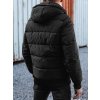 Férfi fekete téli steppelt dzseki kapucnival