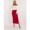 Piros midi bordázott szoknya hasítékkal (Méret ONE SIZE)