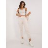 Krémszínű női tréningruha szett crop toppal