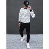 Fehér és fekete férfi kapucni nélküli pulóver (Méret M)