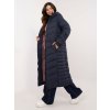 Sötétkék női hosszú steppelt kabát