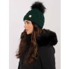 Sötétzöld női sapka pomponnal (Méret ONE SIZE)