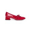 Piros lakkozott alacsony sarkú cipő, sarok 3,5 cm