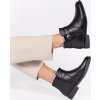Fekete bokacsizma pánttal, alacsony sarkú 2,5 cm sarok