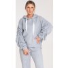 Szürke női pamut kapucnis pulóver kapucnis