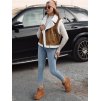Női barna velúr mellény báránybőrrel WOOLZIP