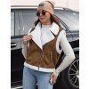 Női barna velúr mellény báránybőrrel WOOLZIP