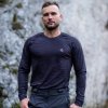 Fekete férfi funkcionális póló, hosszú ujjú