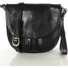 MARCO MAZZINI Fekete bőr crossbody táska fedéllel