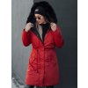 Piros-fekete női kifordítható téli kabát kapucnival TRENDNEL