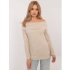 Női bézs színű pulóver nyitott vállakkal