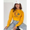 Mustárszínű női crop pulóver nyomtatással LUNA