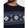 Sötétkék férfi pulóver norvég mintás