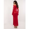 Piros elegáns fényes hatású ruha hasítékkal