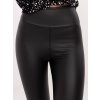 Fekete bélelt bőr leggings magas derékkal