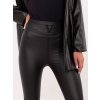 Fekete női bélelt műbőr leggings