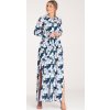 Nő mintás sötétkék maxi ingruha (Méret S)