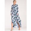 Nő mintás sötétkék maxi ingruha (Méret S)