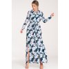 Nő mintás sötétkék maxi ingruha