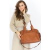 MARCO MAZZINI Camel színű női bőr táska külső zsebekkel (Méret ONE SIZE)