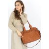 MARCO MAZZINI Camel színű női bőr táska külső zsebekkel (Méret ONE SIZE)