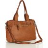 MARCO MAZZINI Camel színű női bőr táska külső zsebekkel (Méret ONE SIZE)