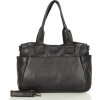 MARCO MAZZINI Fekete női bőr kézitáska külső zsebekkel (Méret ONE SIZE)