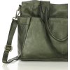 MARCO MAZZINI Sötétzöld női bőr kézitáska külső zsebekkel (Méret ONE SIZE)
