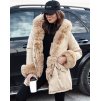 Bézs női parka szőrmével CHARMFUR