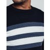 Sötétkék férfi pulóver, fehér-kék csíkos (Méret M)
