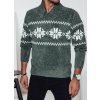 Sötétzöld elegáns férfi pulóver norvég mintával