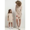 Bézs színű női anya és lánya pulóver ruha garbóval (Rozmiar S)