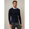 Férfi sötétkék pulóver kerek nyakkivágással (Méret S)