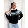 Fekete női skandináv mintás pulóver SKADOVA (Méret ONE SIZE)