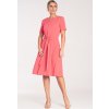 Női korallszínű midi ruha övvel