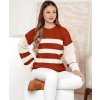 Fehér-piros női csíkos pulóver LINEZZA (Méret ONE SIZE)