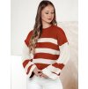 Fehér-piros női csíkos pulóver LINEZZA