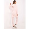 Világos rózsaszín női szett bordázott leggingsszel