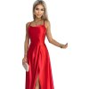 Hosszú piros szatén ruha PERLA