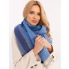 Kék női csíkos sál rojtokkal